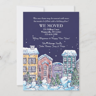 Snowy Night Flytta Announcement Julkort