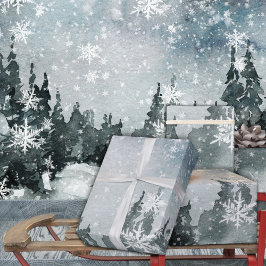 Snowy Night Himlar Winter Woodland Snöflingor Presentpapper