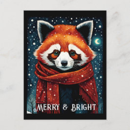 Snowy Night Red Panda julkort Vykort