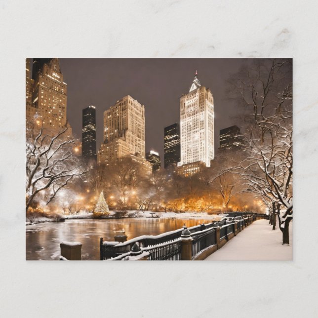 Snowy NYC New York City julvykort Vykort (Framsida)