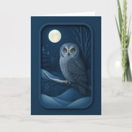 Snowy Owl in Moonlight Card Kort