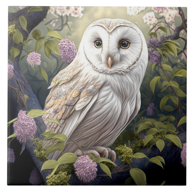 SNOWY OWL TILE KAKELPLATTA (Framsidan)