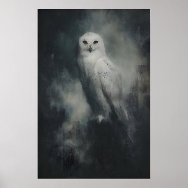 Snowy Owl Wall Art Printable Gothic Bird Painting Poster (Framsidan)