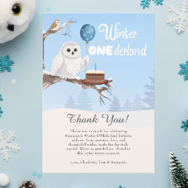 Snowy Owl Winter Onederland Birthday  Tack Kort
