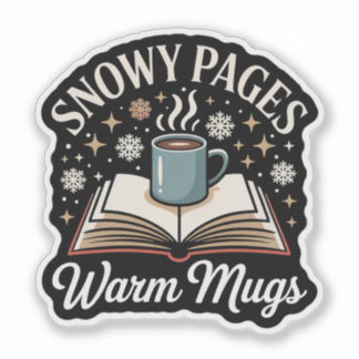 Snowy Pages Warm Mugs – Cozy Holiday Reading Klistermärken