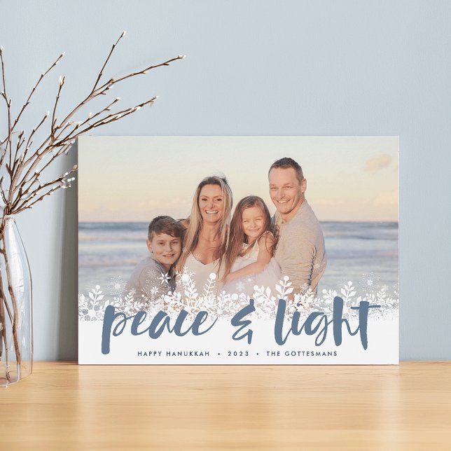 Snowy Peace | Hanukkah Photo Julkort (Skapare uppladdad)