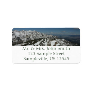 Snowy Peaks of Grand Teton Mountains I Fotography Adressetikett