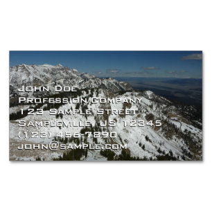 Snowy Peaks of Grand Teton Mountains I Fotography Magnetiska Visitkort