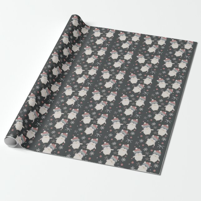 Snowy Penguin Helgdag Wrapping Papper Presentpapper (Utrullad)