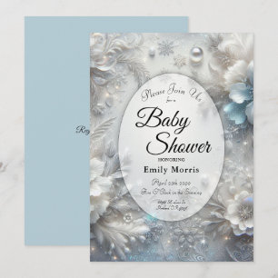 Snowy Petals in Frozen Bloom Baby Shower Inbjudningar