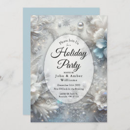 Snowy Petals in Frozen Bloom Julfest Inbjudningar