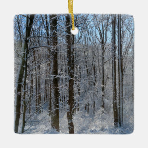 Snowy Poplar Forest I Julgransprydnad Keramik