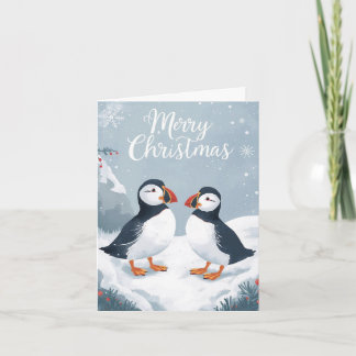 Snowy Puffins Christmas Card Helgkort
