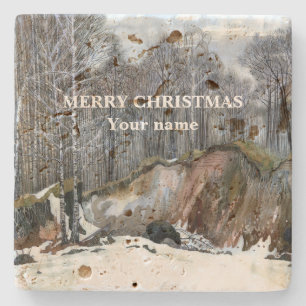 Snowy ravine vattenfärg stenunderlägg