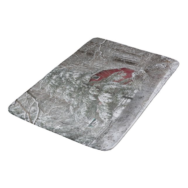 Snowy Red Barn Badrumsmatta (Vinklad)