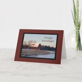 Snowy Red Barn Prestige Kerstdagen Nederländska ju Helgkort