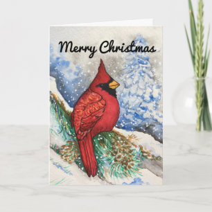 Snowy Red Cardinal God jul Kort