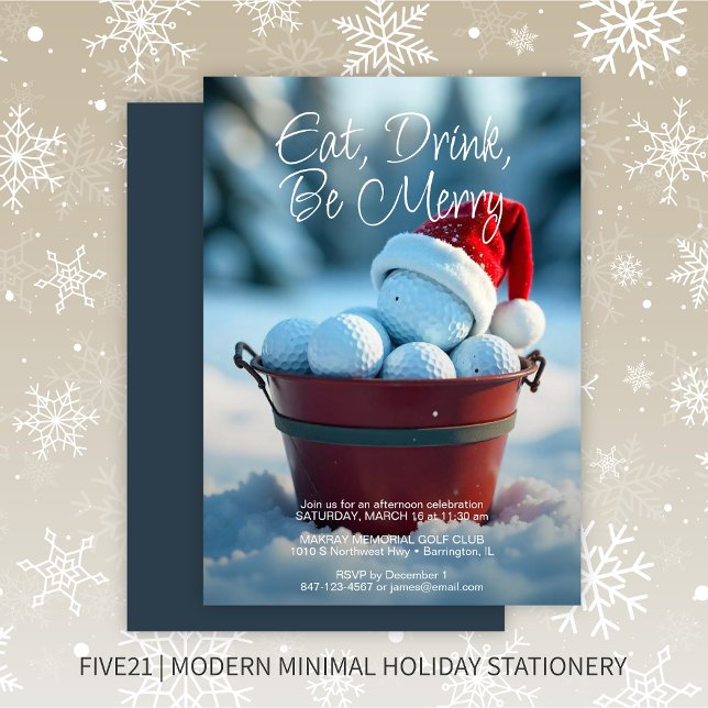 Snowy Red jul Golf Boll Bucket Julkort (Skapare uppladdad)
