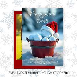 Snowy Red jul Golf Boll Bucket Photo Julkort