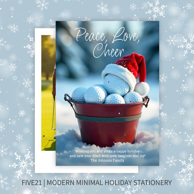Snowy Red jul Golf Boll Bucket Photo Julkort (Skapare uppladdad)