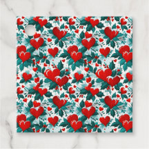 Snowy Red-julhjärtan och Holly