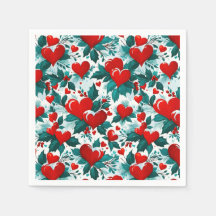 Snowy Red-julhjärtan och Holly