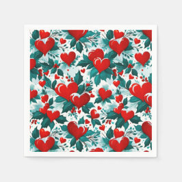 Snowy Red-julhjärtan och Holly Pappersservett