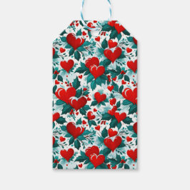 Snowy Red-julhjärtan och Holly Presentetikett