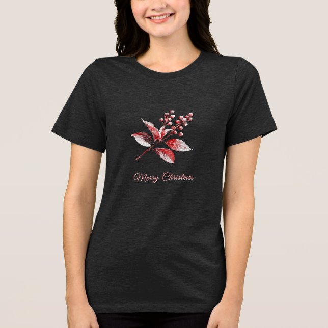 Snowy Red Lövs Helgdag Women's T-Shirt (Framsida)