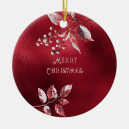 Snowy Red Lövs jul Ornament