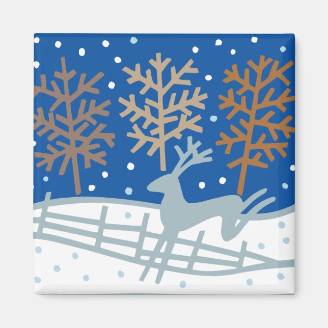 Snowy Reindeer Magnet (Framsidan)