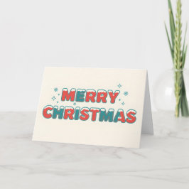 Snowy Retro Kids Script Merry Christmas Helgkort