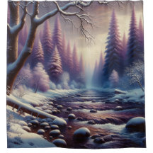 "Snowy River in Lavender Winter Forest"