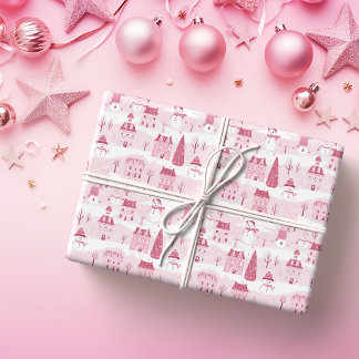 Snowy Rosa-julbyn Presentpapper
