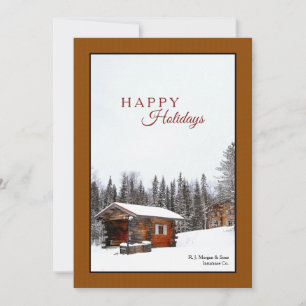 Snowy Rustic Cabin-Helgdag-kort Julkort