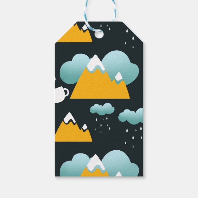 Snowy Rustic Winter Forest Mountain Presentetikett (Framsidan)