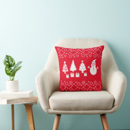 Snowy Serenity: Julgranar och Snögubbe Kudde