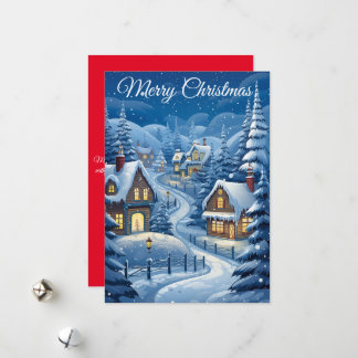 Snowy Serenity Village: Helgdag Card Julkort