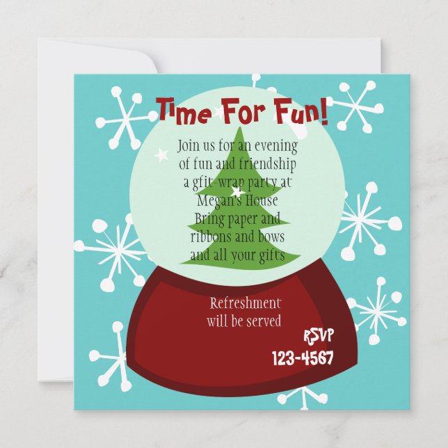 Snowy Snö-Globe Inbjudningar (Framsida)