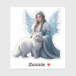 Snowy Solace - Fairy and Cat Sticker Klistermärken