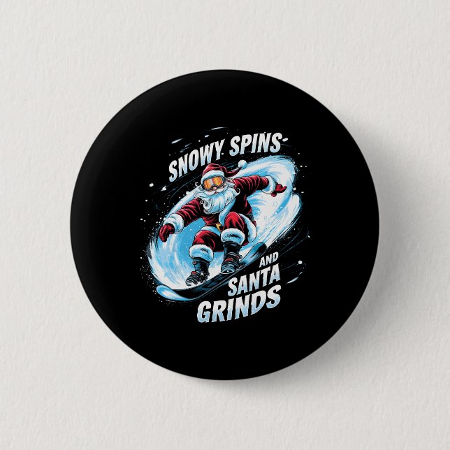 Snowy Spins Santa Grinds Snowboarder jul Sno Knapp (Framsida)