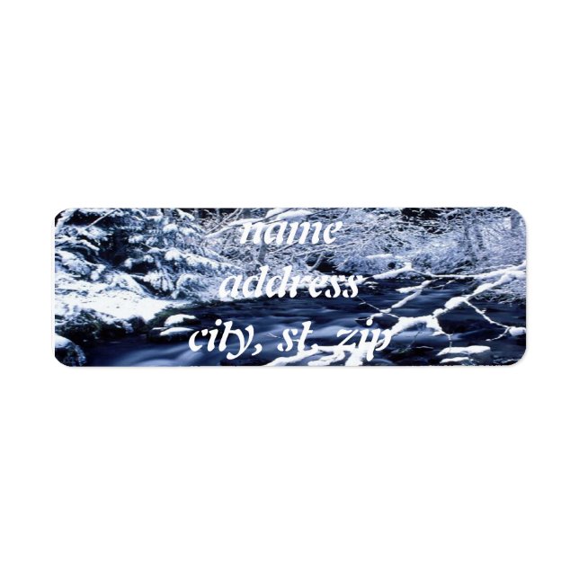 Snowy Stream Returadress Etikett (Framsidan)