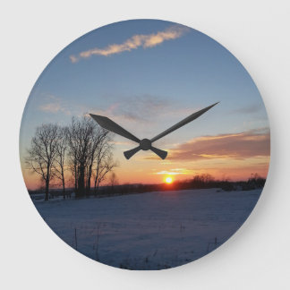 Snowy Sunset Stor Klocka