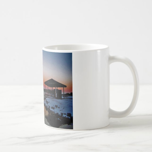 Snowy Sunset vid Sjö Arrowhad-dockan Kaffemugg (Höger)