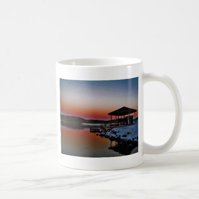 Snowy Sunset vid Sjö Arrowhad-dockan Kaffemugg (Höger)