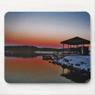 Snowy Sunset vid Sjö Arrowhad-dockan Musmatta