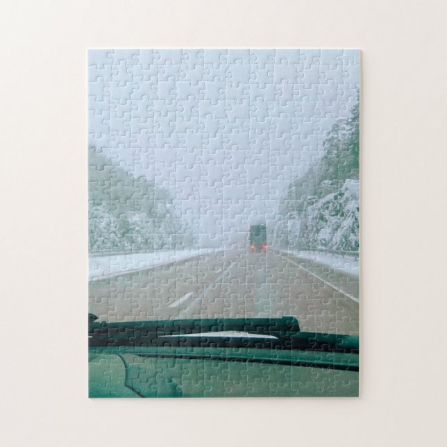 Snowy Swedish Road Trip Pussel (Vertikal)