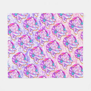 Snowy Tiger Cute Neon Kidcore Fleecefilt