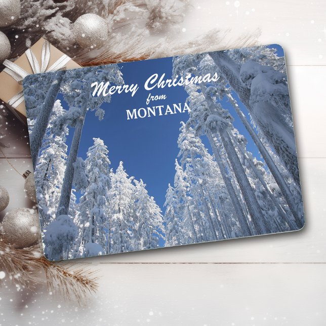 Snowy Träd från Montana Photo Template Julkort (Skapare uppladdad)