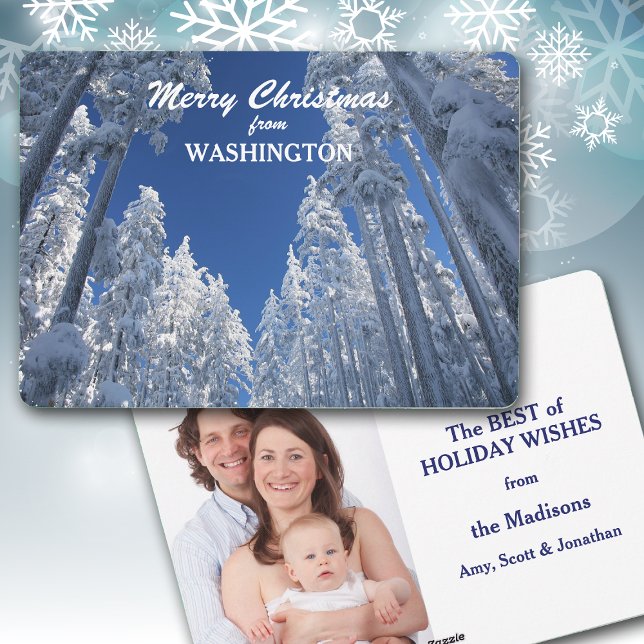 Snowy Träd från Washington Photo Template Julkort (Skapare uppladdad)